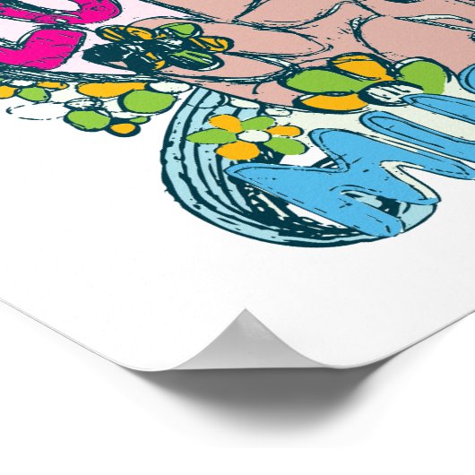 vredesliefdesmuziek retro hippie vectorkunst poster (Hoek)