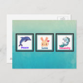 Vredesliefdesongevoeligheid met Dolphin Bunny Unic Briefkaart (Voorkant / Achterkant)