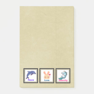 Vredesliefdesongevoeligheid met Dolphin Bunny Unic Post-it® Notes