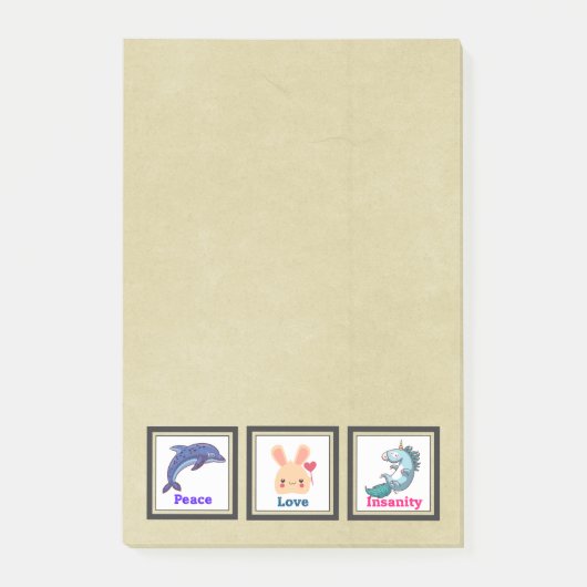 Vredesliefdesongevoeligheid met Dolphin Bunny Unic Post-it® Notes (Voorkant)