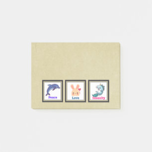 Vredesliefdesongevoeligheid met Dolphin Bunny Unic Post-it® Notes