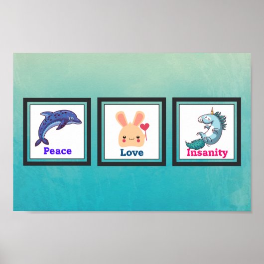 Vredesliefdesongevoeligheid met Dolphin Bunny Unic Poster (Voorkant)