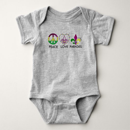 vredesliefdesparades baby nola mardi gras baby romper (Voorkant)