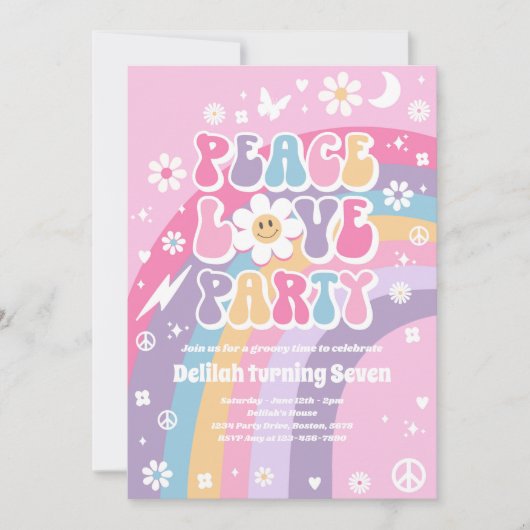 Vredesliefdespartij Hippie Rainbow 70s Birthday Pa Kaart (Voorkant)