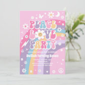 Vredesliefdespartij Hippie Rainbow 70s Birthday Pa Kaart (Staand voorkant)