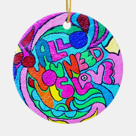 vredesliefdesversiering met hippie-stijl keramisch ornament (Voorkant)