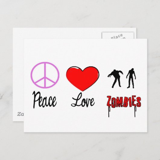 vredesliefdeszombies briefkaart (Voorkant / Achterkant)