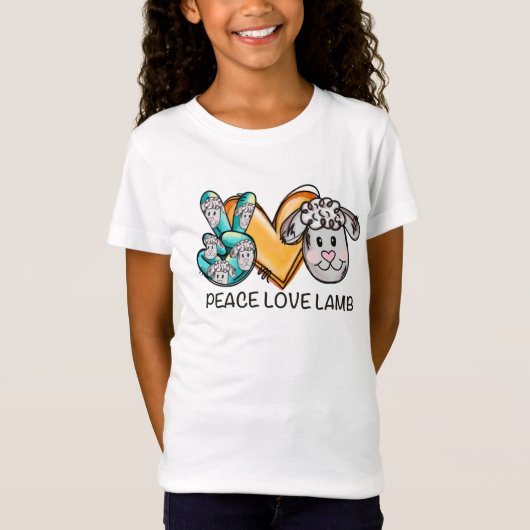 Vredesliefhebber lammeren kinder grappig hart van  t-shirt (Voorkant)