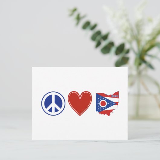 Vredesliefhebber Ohio Shaped State Flag Buckeye He Briefkaart (Staand voorkant)