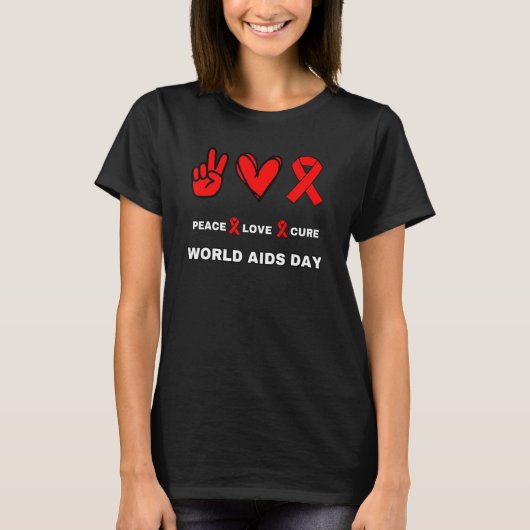 Vredesliefhebbers Wereld AIDS Dag maand november T-shirt (Voorkant)