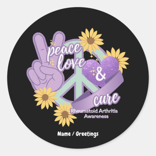 Vredesliefkozing Reumatoïde artritis Bewustheid Ronde Sticker (Voorkant)