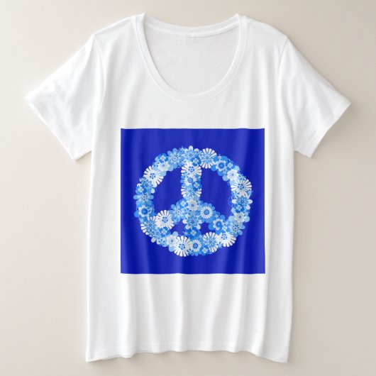 Vredeslog in blauw grote maat t-shirt (Design voorkant)
