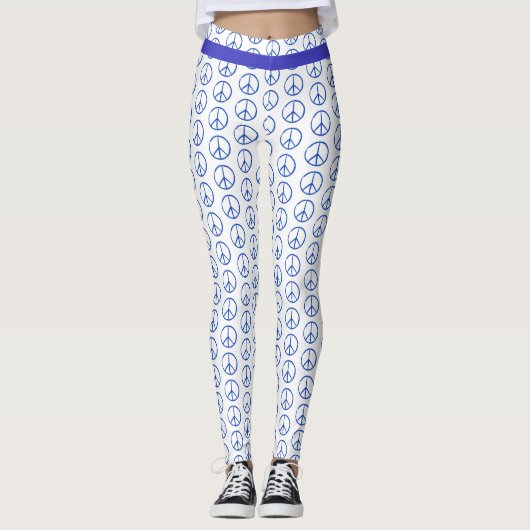 Vredeslog in blauw leggings (Voorkant)