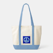 Vredeslog in blauw tote bag (Achterkant)