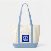 Vredeslog in blauw tote bag (Voorkant)