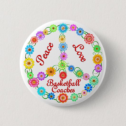 VREDESLOVE BASKETBALL COACHES RONDE BUTTON 5,7 CM (Voorkant)