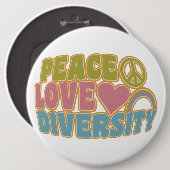 VREDESLOVE DIVERSITEITSKnop - kolossaal Ronde Button 6,0 Cm (Voorkant /achterkant)