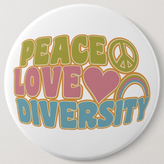 VREDESLOVE DIVERSITEITSKnop - kolossaal Ronde Button 6,0 Cm (Voorkant)