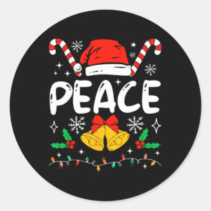 Vredesmatching Ik kom in vrede Kerstmannenhoed voo Ronde Sticker