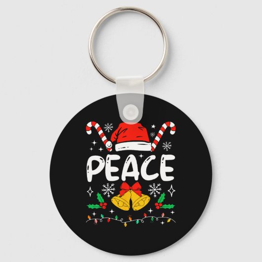 Vredesmatching Ik kom in vrede Paartjes kerstmuts  Sleutelhanger (Voorkant)