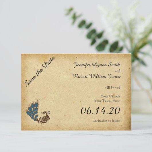  vredesmonogram huwelijk sparen de Datum Save The Date (Staand voorkant)