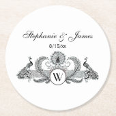  vredesmonogram ronde kartonnen onderzetter (Voorkant)