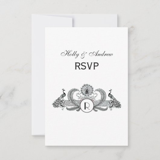vredesmonogram RSVP kaartje (Voorkant)