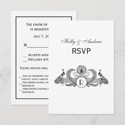 vredesmonogram RSVP kaartje (Voorkant / Achterkant)