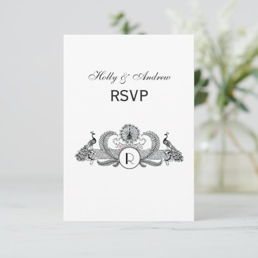  vredesmonogram RSVP kaartje (Staand voorkant)