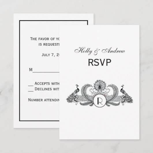  vredesmonogram RSVP kaartje (Voorkant / Achterkant)