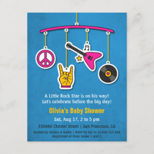 Vredesmuziek Gitaar Rock-'n-roll Baby Shower Kaart