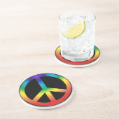 Vredesonderteken in Chakra Colors Zandsteen Onderzetter (Zijkant)