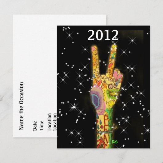 Vredespartij Nieuwjaar 2012 Uitnodiging Briefkaart (Voorkant / Achterkant)