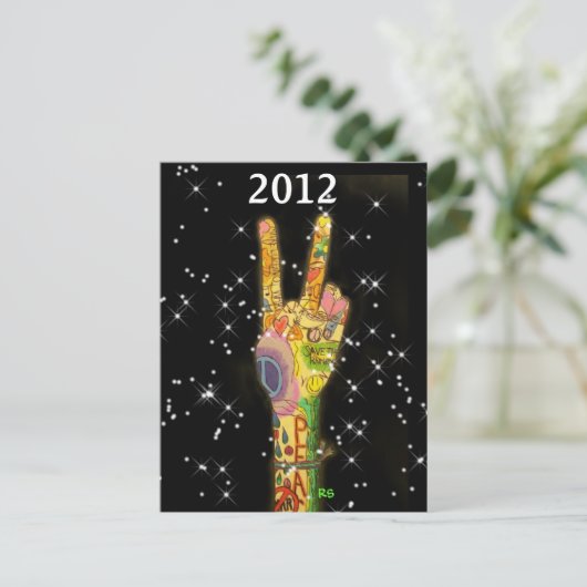 Vredespartij Nieuwjaar 2012 Uitnodiging Briefkaart (Staand voorkant)