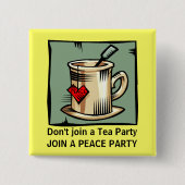 VREDESPARTIJBEWEGING VIERKANTE BUTTON 5,1 CM (Voorkant)