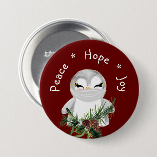 Vredesperansblijdschap Gemaskerde Pinguïn Ronde Button 7,6 Cm
