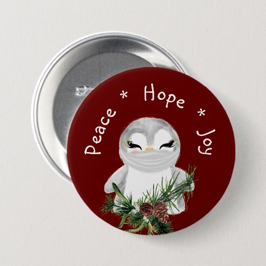Vredesperansblijdschap Gemaskerde Pinguïn Ronde Button 7,6 Cm (Voorkant /achterkant)