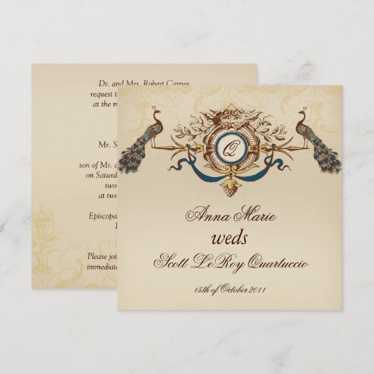  vredesplein voor huwelijksuitnodiging Linen #5 Kaart (Voorkant / Achterkant)