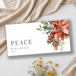 Vredespoinsettia-bosje waterverf dennenkerstmis feestdagenkaart