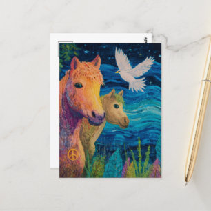 Vredespony's en een vogel briefkaart