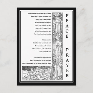 VREDESPRAYER VAN ST. FRANCIS BLACK EN WHITE BRIEFKAART