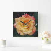 VredesRoos mooi roze en geel Vierkante Klok (Huis)