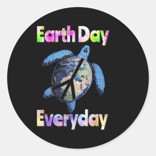 Vredesschildpad Dag van de Aarde Elke dag schilder Ronde Sticker (Voorkant)