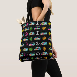 Vredessignaal voor Hippie Bus 70s Tote Bag