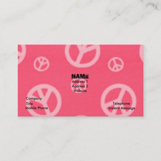 VREDESSIGNALEN BEDRIJF EN ROEPKAARTEN VISITEKAARTJE (Voorkant)