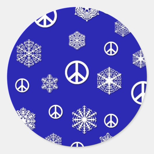 Vredessignalen en Snowflakes Holiday-kaarten Ronde Sticker (Voorkant)