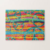 Vredessignalen Retro Pink Yellow Turquoise Waterve Legpuzzel (Horizontaal)