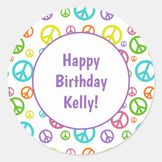 Vredessignalen voor meerdere kleuren ronde sticker (Voorkant)