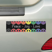 Vredessignatie regenboog op zwarte vredesliefde bumpersticker (Op auto)