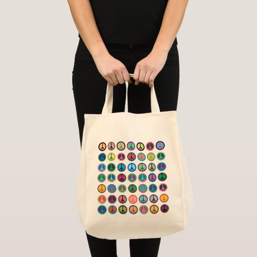 Vredessymbolen in kleur tote bag (Voorkant (product))